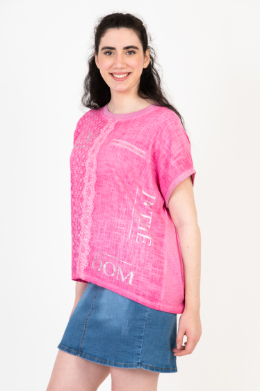 Großhändler Pomme Rouge Paris - Rosa T-Shirt in Übergröße (C8013)