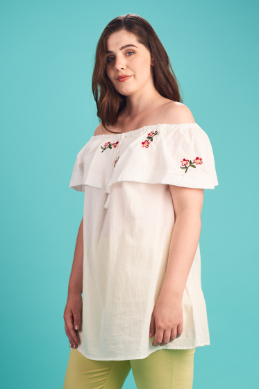Wholesaler Pomme Rouge Paris - Tunic with embroidery (A866)