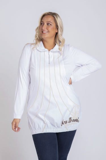 Wholesaler Pomme Rouge Paris - Tunic with white ribbing (A560)