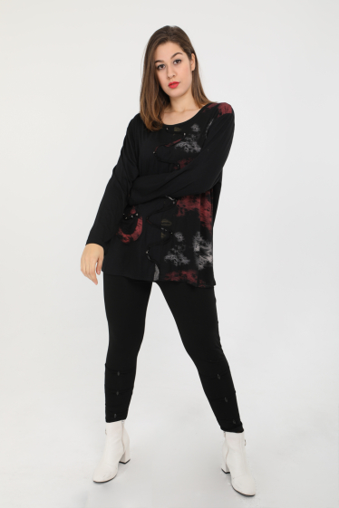Wholesaler Pomme Rouge Paris - Tunic with ribbing and decorative picots (C6176)