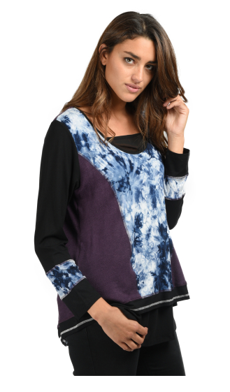 Wholesaler Pomme Rouge Paris - Printed tunic-sweater (A726)