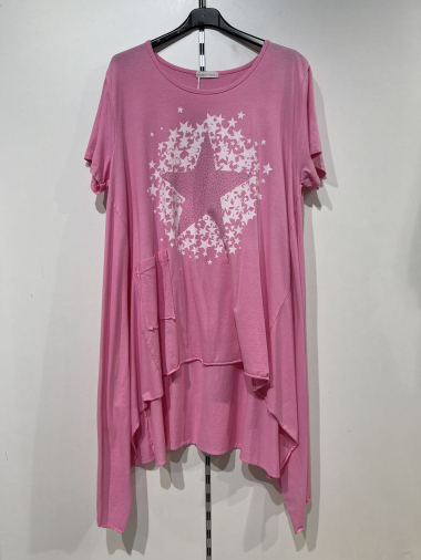 Wholesaler Pomme Rouge Paris - Pink star pattern tunic (T10570)