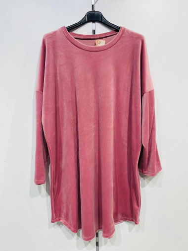 Wholesaler Pomme Rouge Paris - Pink velvet tunic (T6351)