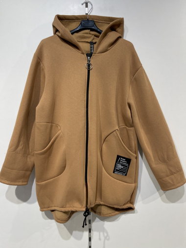 Wholesaler Pomme Rouge Paris - Camel hooded jacket (T37390)