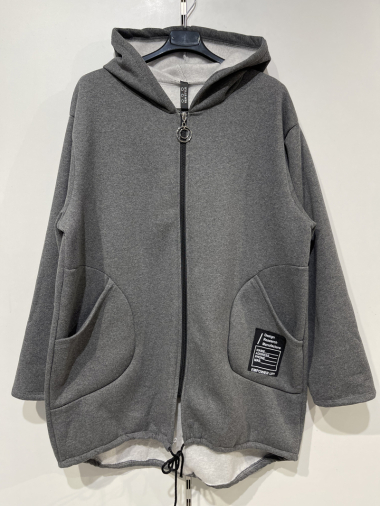 Wholesaler Pomme Rouge Paris - Gray hooded jacket (T37390)