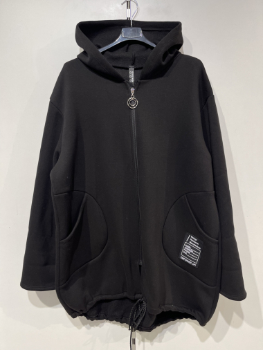 Wholesaler Pomme Rouge Paris - Black hooded jacket (T37390)