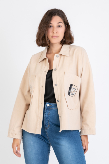 Wholesaler Pomme Rouge Paris - Beige denim jacket (C8008)