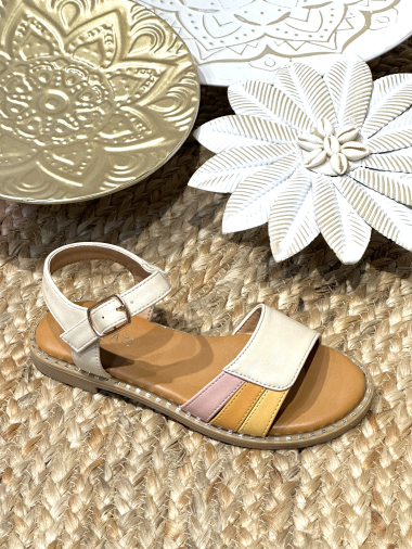 Wholesaler POTI PATI KIDS - KID681M Tricolor children's flat sandals with studded sole