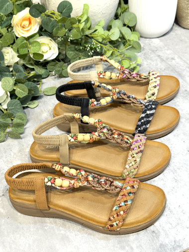 Großhändler Poti Pati - OR042 Komfort-Sandalen mit ethnischem Muster, sehr flexible Sohle
