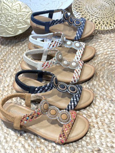Wholesaler Poti Pati - OR055 Wedge sandals with ethnic pattern