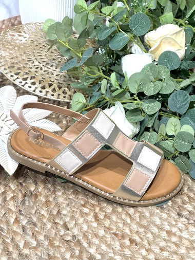Wholesaler Poti Pati - OR139 Flat sandals with two-tone ankle strap