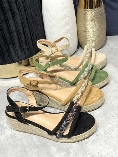 Wholesaler Poti Pati - Ethnic wedge sandals in synthetic suede
