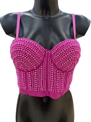 Wholesaler JH STORE - Women's bustier top with pearls