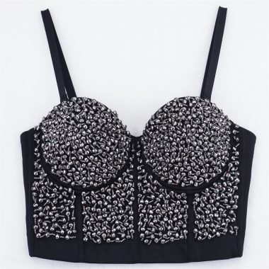 Wholesaler JH STORE - Women's bustier top with pearls