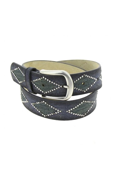 Wholesaler PRESTILA - Denim Belt with Diamond Shaped Studs