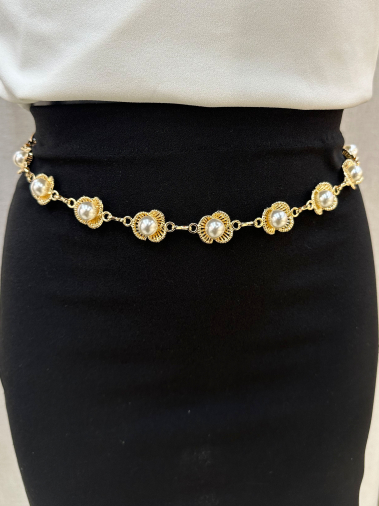 Wholesaler PRESTILA - Flower Chain Belt with Pearls