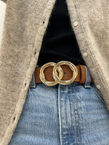 Wholesaler PRESTILA - Women's Belt Faux Leather Trousers, Double Ring