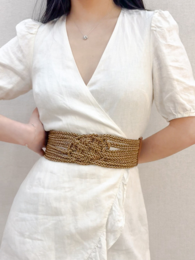 Wholesaler PRESTILA - Women's Elastic Braided Straw Belt