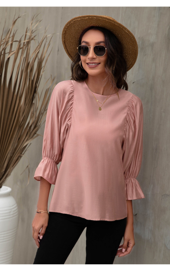 Wholesaler PRETTY SUMMER - Pink bohemian chic blouse