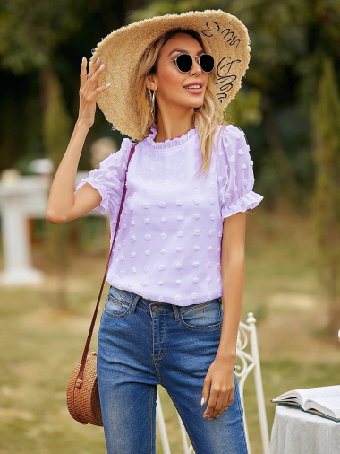 Wholesaler PRETTY SUMMER - Purple bohemian chic style blouse