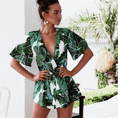 Wholesaler PRETTY SUMMER - Green and white playsuit