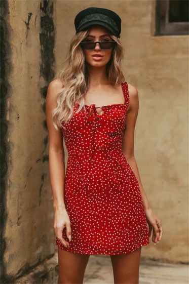 Wholesaler PRETTY SUMMER - Flared dress Red