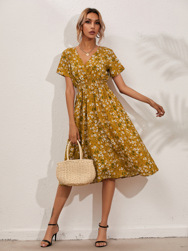 Wholesaler PRETTY SUMMER - Mustard floral dress