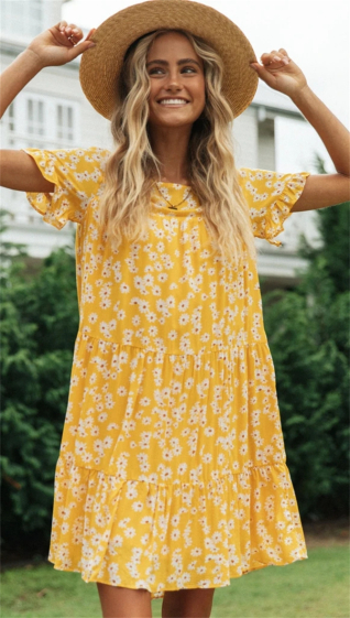 Wholesaler PRETTY SUMMER - Yellow flowing dress