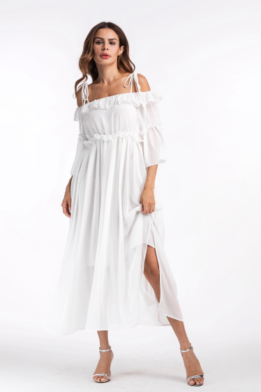 Grossiste PRETTY SUMMER - Robe longue Blanc style bohème chic
