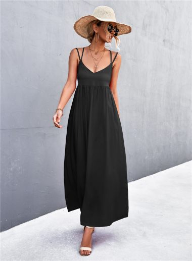Wholesaler PRETTY SUMMER - Long dress Black bohemian chic style