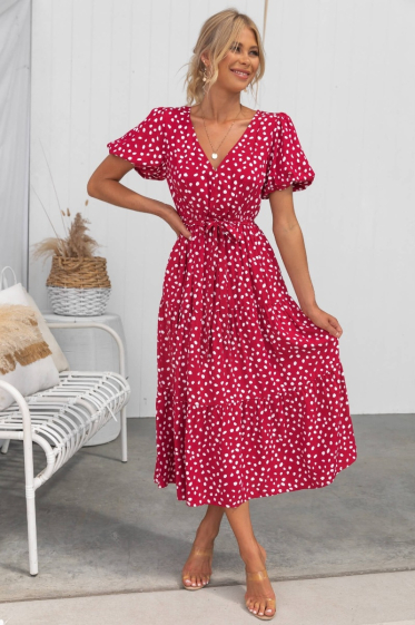 Wholesaler PRETTY SUMMER - Red midi dress