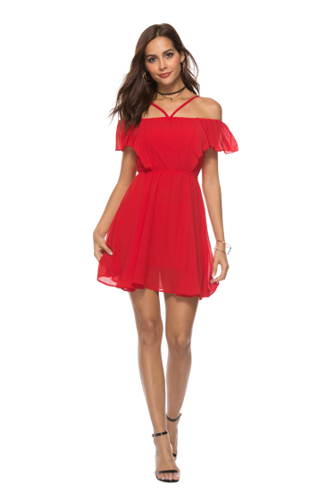 Wholesaler PRETTY SUMMER - Ruffled dress Red
