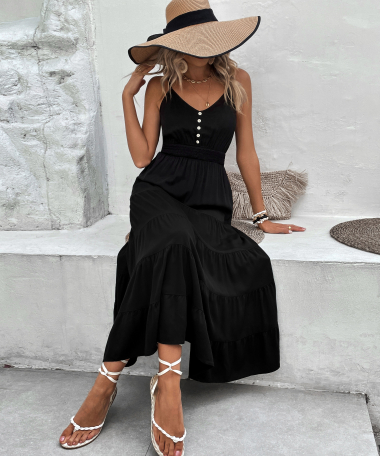 Wholesaler PRETTY SUMMER - BLACK bohemian chic style dresses
