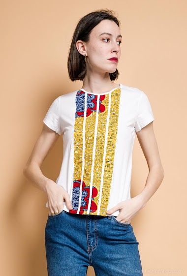 Grossiste Princesse - T-shirt avec imprimé éthnique WAX