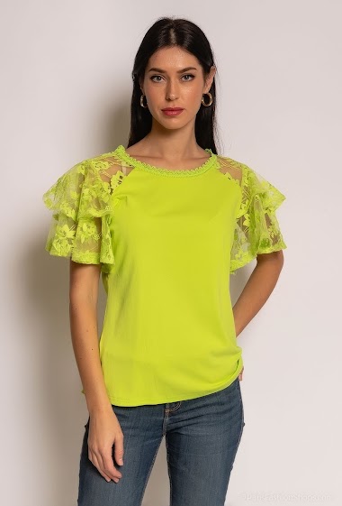 Großhändler Princesse - T-shirt with ruffled lace sleeves