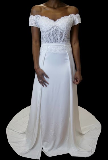 Wholesaler Promarried - Simple wedding dress, boat collar