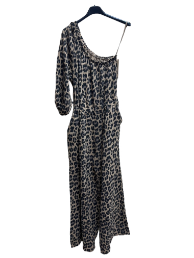 Wholesaler PROMISE - Leopard asymmetrical jumpsuit in cotton gauze