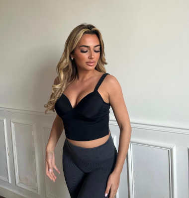 Wholesaler PROMISE - fitted crop top in stretch fabrics with cup at the chest