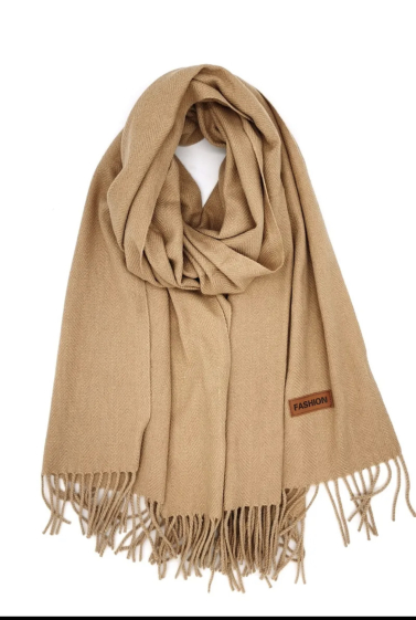 Wholesaler Promise - Solid scarf with herringbone relief fringes