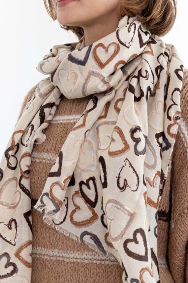 Wholesaler PROMISE - Heart print scarf with gilding