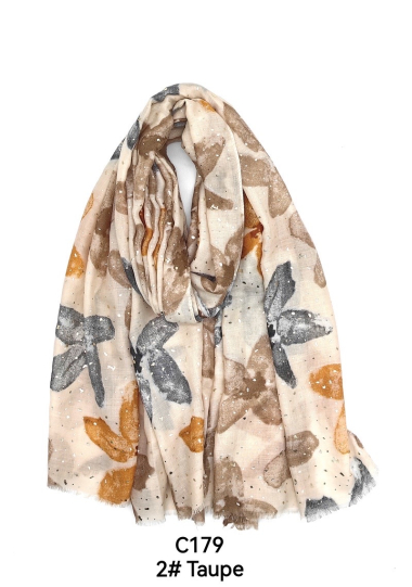 Wholesaler PROMISE - Flower print scarf with gilding
