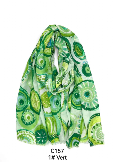 Wholesaler PROMISE - Multicolored round printed scarf with gilding