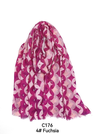 Wholesaler PROMISE - Wave print scarf with gold
