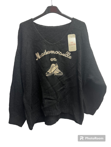 Wholesaler Promise - Knitted sweater with Mademoiselle lettering in basketball