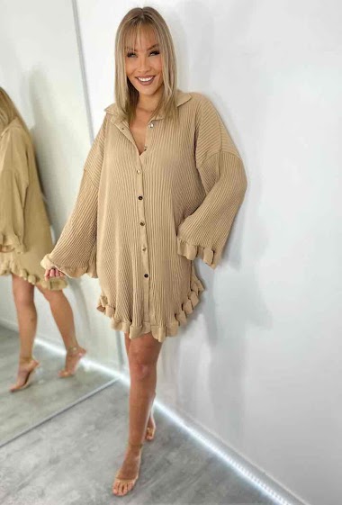 Großhändler PROMISE - Pleated and ruffled shirt dress