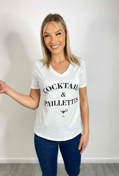 Grossistes Promise - T-shirt imprimé COCKTAILS & PAILLETTES
