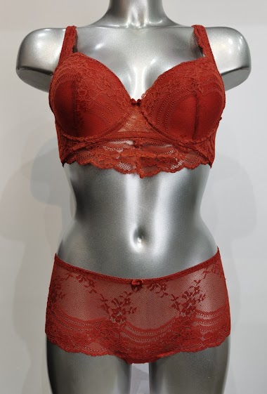 Wholesaler ESTHER QUEEN - Set bustier bra padded+boxer rust