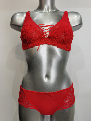 Wholesaler ESTHER QUEEN - Bra no padded, armature+boxer set red