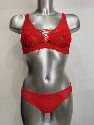 Mayorista ESTHER QUEEN - Bra no padded, armature+string set red
