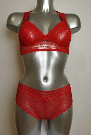 Wholesaler ESTHER QUEEN - Bra no padded+boxer rouge